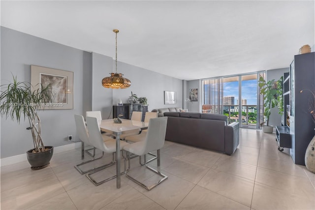 dining space with light tile patterned floors