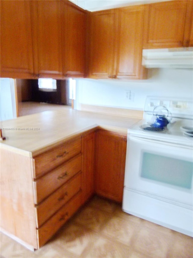 kitchen featuring ventilation hood and electric range