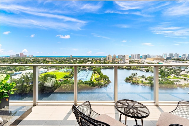 balcony with a water view