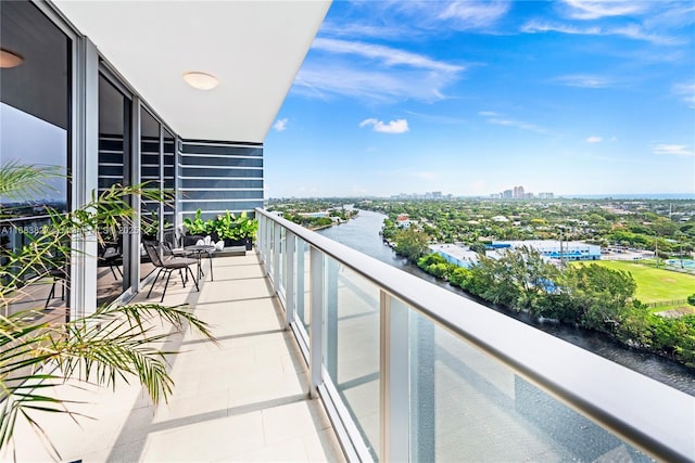 balcony with a water view