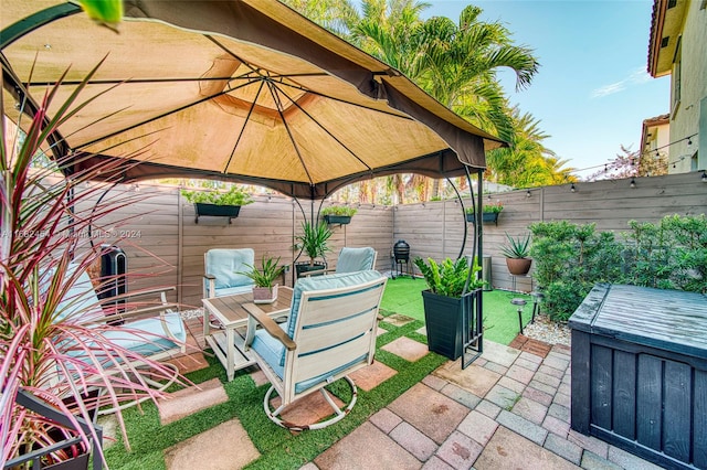 view of patio / terrace with a gazebo