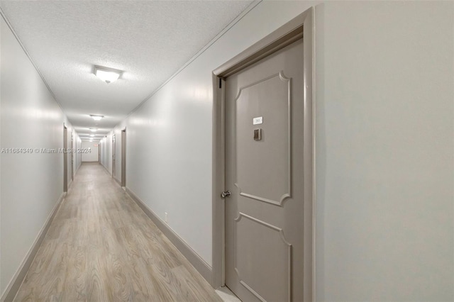 3161 S Ocean Dr Unit 203, Hallandale Beach, FL 33009 - corridor with light wood-type flooring, a textured ceiling, and baseboards