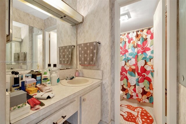 3161 S Ocean Dr Unit 203, Hallandale Beach, FL 33009 - bathroom with vanity, toilet, and curtained shower