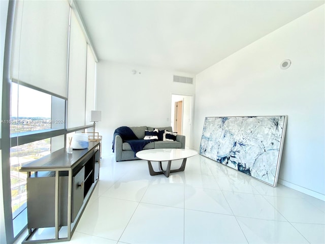 view of tiled living room