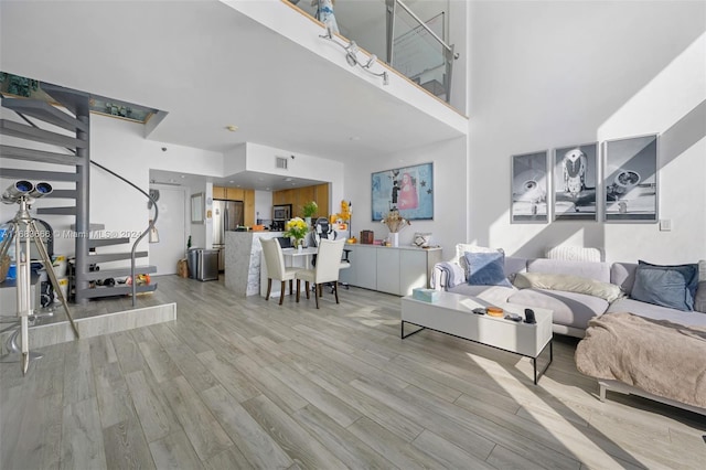 living room featuring light hardwood / wood-style flooring