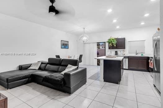 view of tiled living room