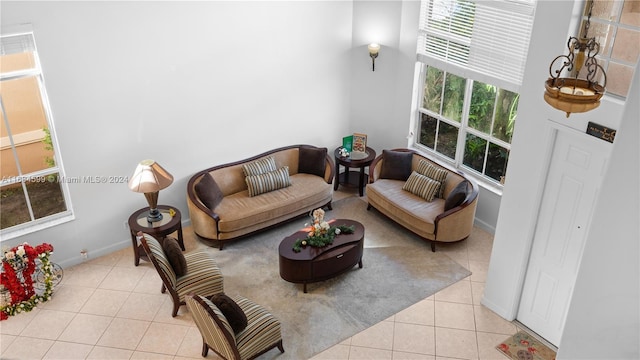 view of tiled living room