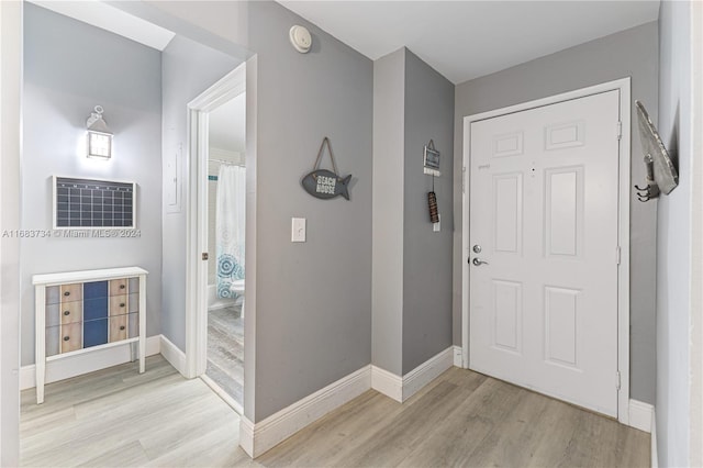 entryway with light wood-type flooring