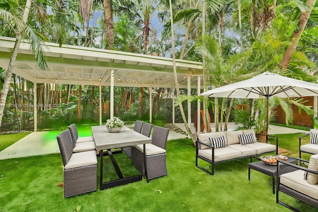 view of patio featuring an outdoor hangout area