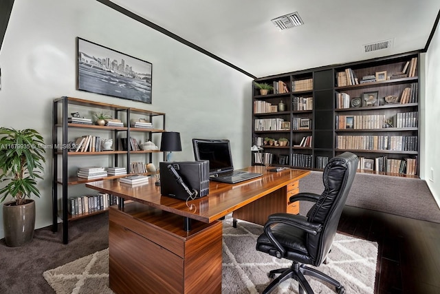 office featuring hardwood / wood-style flooring