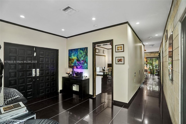 interior space featuring ornamental molding