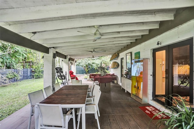 deck with ceiling fan