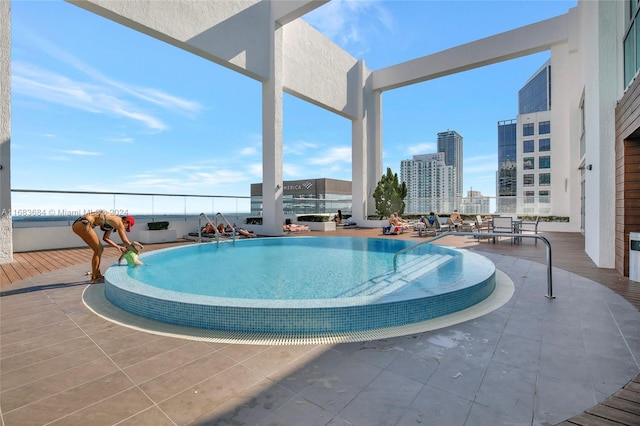 view of pool featuring a patio area