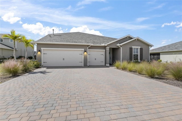 ranch-style home featuring a garage