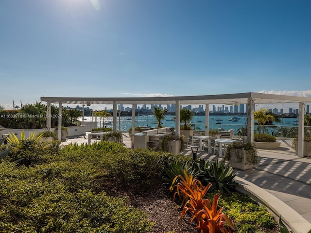 exterior space featuring a water view