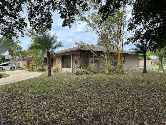 ranch-style house with a front yard