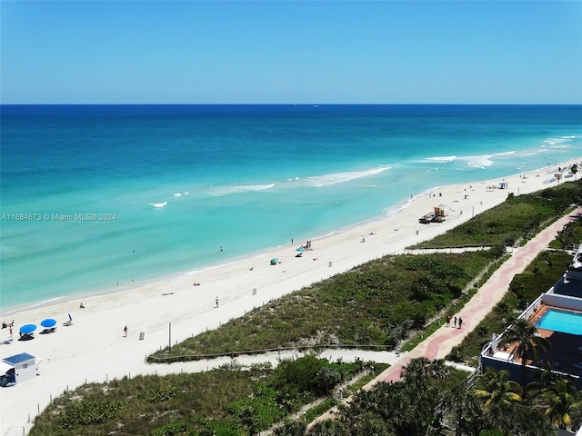 property view of water with a beach view