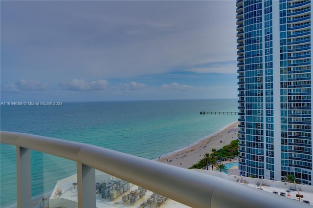 view of water feature featuring a beach view