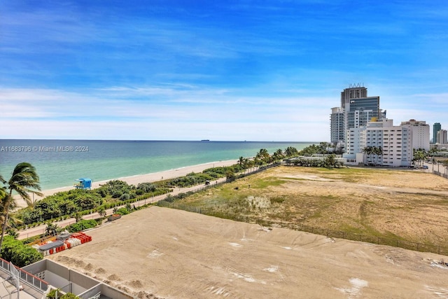 property view of water with a beach view