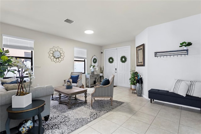 view of tiled living room