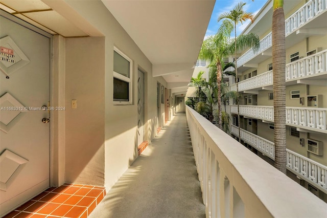 balcony with a wall unit AC