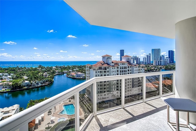 balcony with a water view