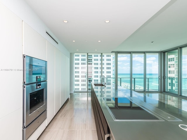 kitchen featuring white cabinetry, expansive windows, and a wealth of natural light