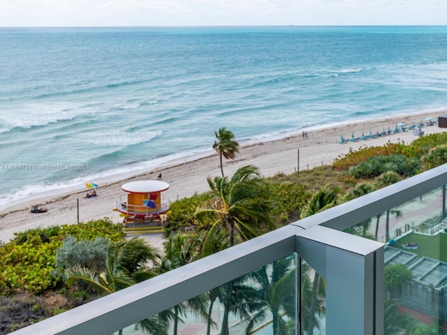 view of water feature with a view of the beach