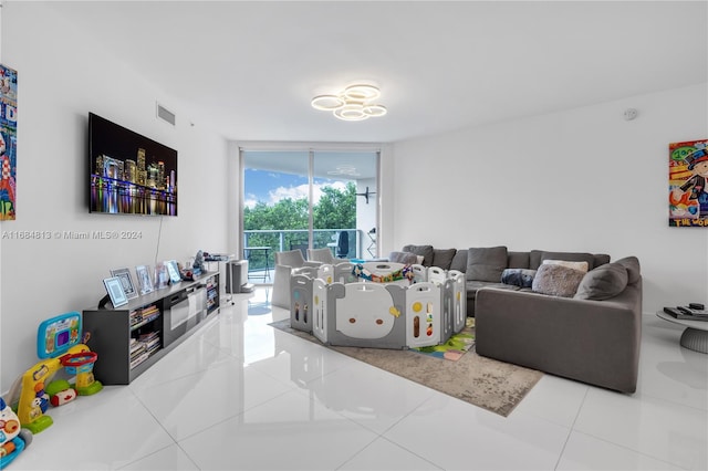 view of tiled living room