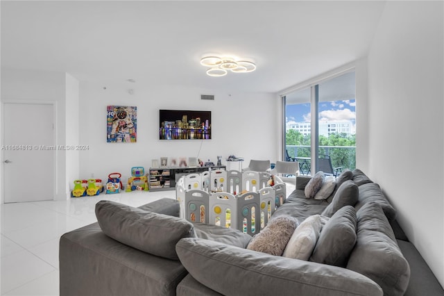 view of tiled living room