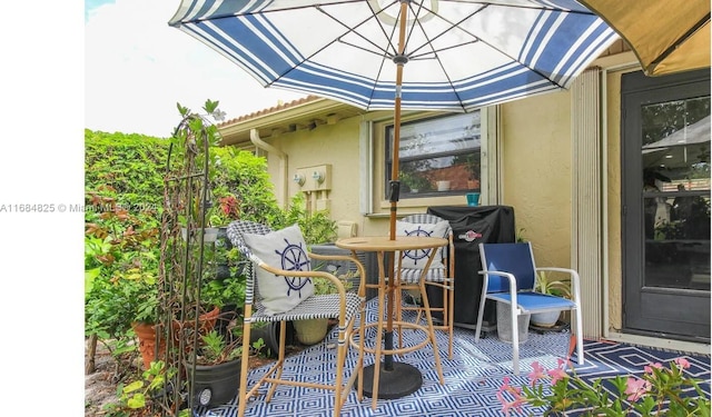 view of patio with area for grilling