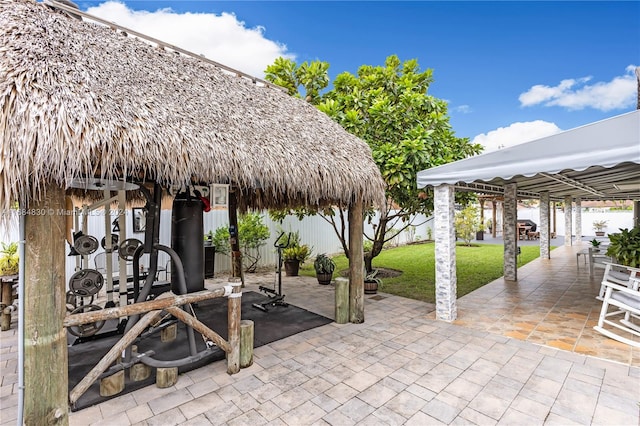 view of patio / terrace with a gazebo