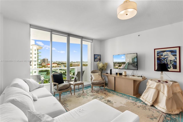 living room featuring expansive windows