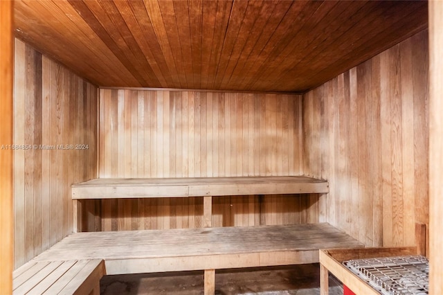 7900 Harbor Island Dr Unit 1223, North Bay Village, FL 33141 - relaxing sauna with wooden walls, wood ceiling, and concrete floors