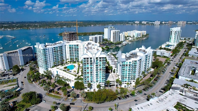 7900 Harbor Island Dr Unit 1223, North Bay Village, FL 33141 - aerial view of property's location featuring a large body of water and a pool area