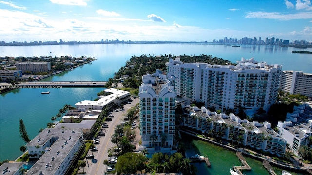 bird's eye view featuring a water view