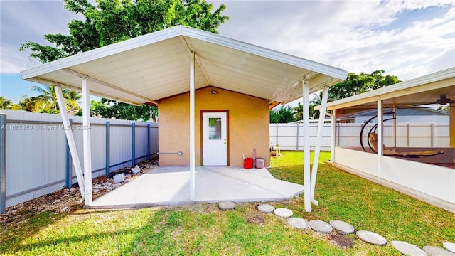 exterior space with an outbuilding