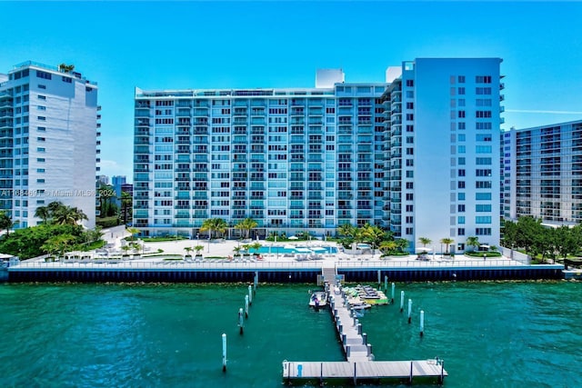 view of property with a water view