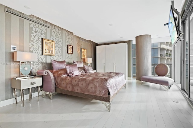 bedroom featuring light hardwood / wood-style flooring