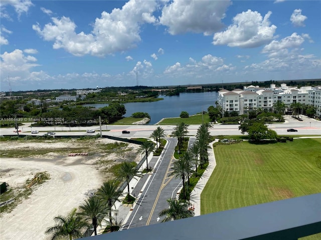 bird's eye view featuring a water view