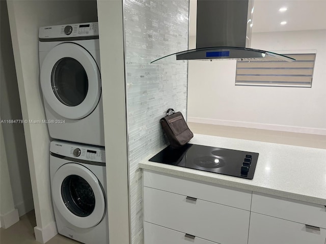 9520 Lisa Rd, Cutler Bay, FL 33157 - washroom with laundry area, stacked washer / drying machine, and recessed lighting