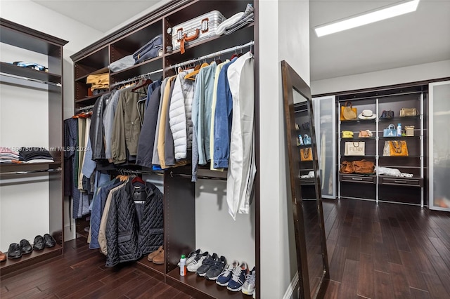 spacious closet with hardwood / wood-style flooring