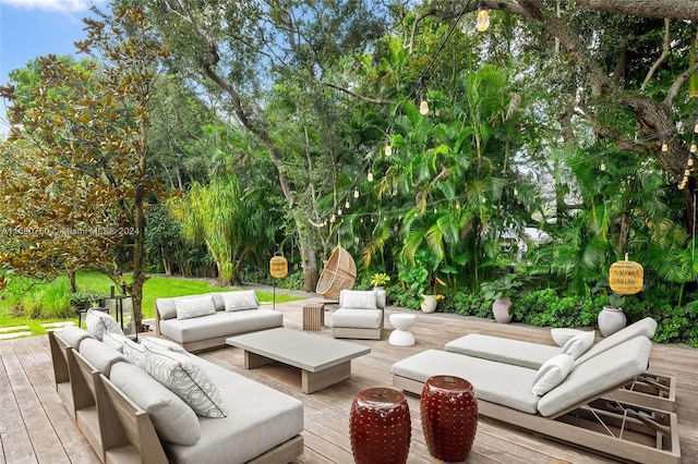 deck with an outdoor living space