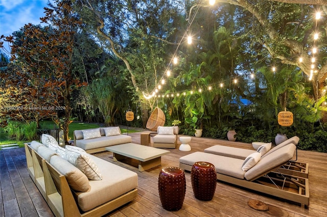 deck featuring an outdoor living space