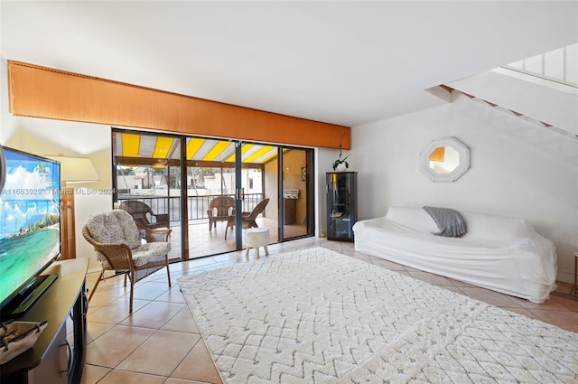 view of tiled living room