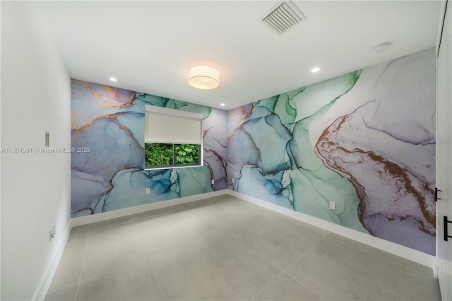 6695 SW 112th St, Pinecrest, FL 33156 - spare room with recessed lighting, baseboards, and wallpapered walls