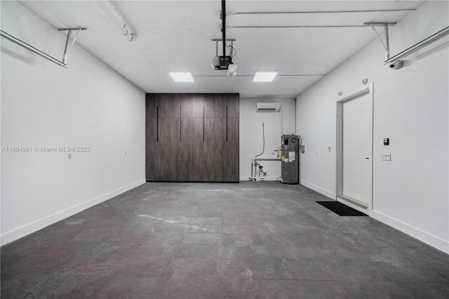 6695 SW 112th St, Pinecrest, FL 33156 - garage featuring water heater, an AC wall unit, a garage door opener, and baseboards