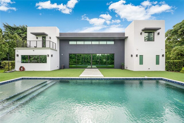 6695 SW 112th St, Pinecrest, FL 33156 - outdoor pool featuring a lawn
