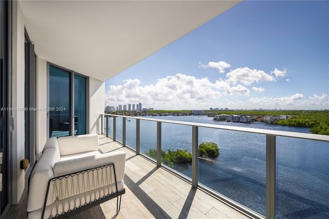 balcony with a water view