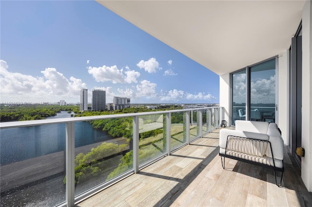 balcony with a water view